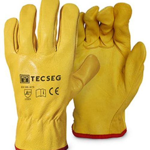 GUANTE CUERO BADANA AMARILLO 9.5 C/RIBETE (AS020-10) TECSEG – EN388