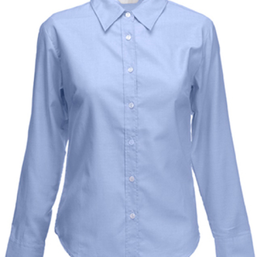 BLUSA OXFORD CELESTE MANGA LARGA (DAMA)