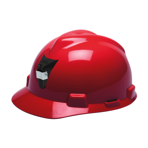 CASCO MSA V-GARD JOCKEY CON SLOT FASTRAC III CON PORTALAMPARA Y PORTACABLE ROJO