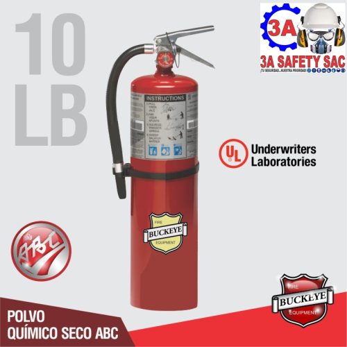 EXTINTOR POLVO QUIMICO SECO (PQS) ABC 10 LBS (4.5 KG) UL BUCKEYE