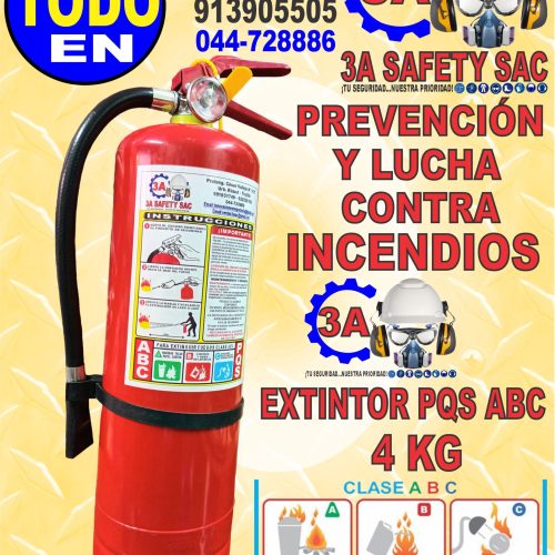 EXTINTOR POLVO QUIMICO SECO (PQS) ABC 4 KG IMPORTADO