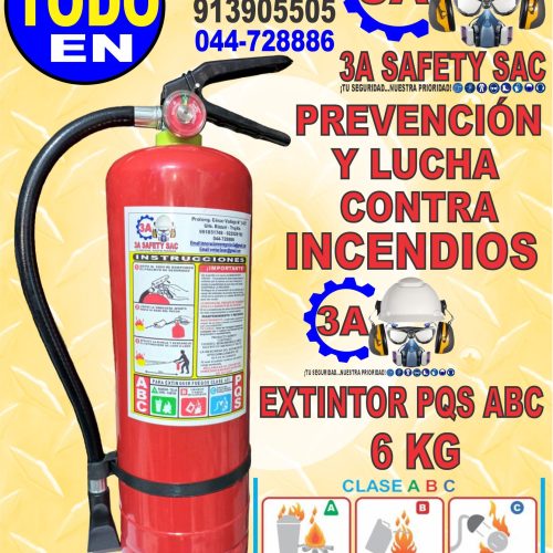 EXTINTOR POLVO QUIMICO SECO (PQS) ABC 6 KG IMPORTADO