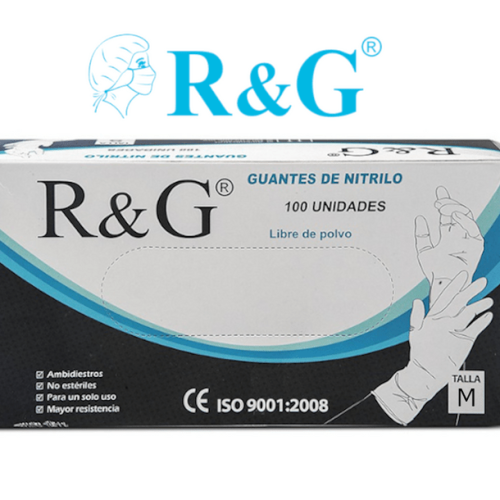 GUANTE DE NITRILO LIBRE DE POLVO R&G CAJA X 50 PARES