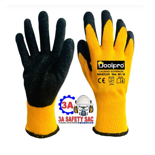 GUANTE MAXFLEX T/AMARILLO REC. P/LATEX NEGRO DOOLPRO T. M/8