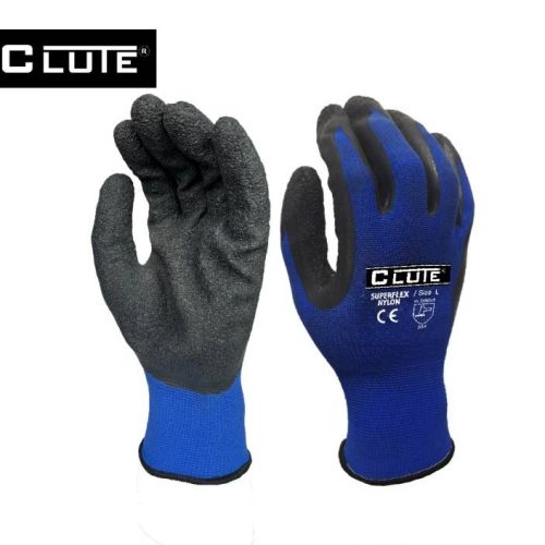 GUANTE MULTIFLEX NYLON LATEX CORRUGADO TEJIDO AZUL CLUTE