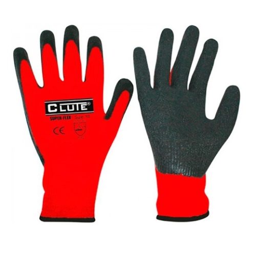 GUANTE SUPERFLEX LATEX CORRUGADO TEJIDO ROJO TALLA M – CLUTE