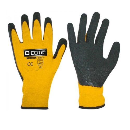 GUANTE SUPERFLEX LATEX CORRUGADO TEJIDO AMARILLO TALLA M – CLUTE