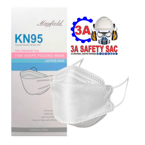 MASCARILLA KN95 FISH SHAPE MAYFIELD GB2626-2019 BLANCA CAJA X 20 UND