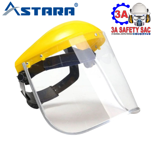 PROTECTOR (CARETA) FACIAL (CABEZAL AMARILLO) VISOR POLICARBONATO FILO ALUMINIO ASTARA (GA-13)