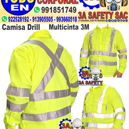 CAMISA DRILL TEC VERDE LIMÓN C/CINTA REF. 3M 2″ (MULTICINTA)