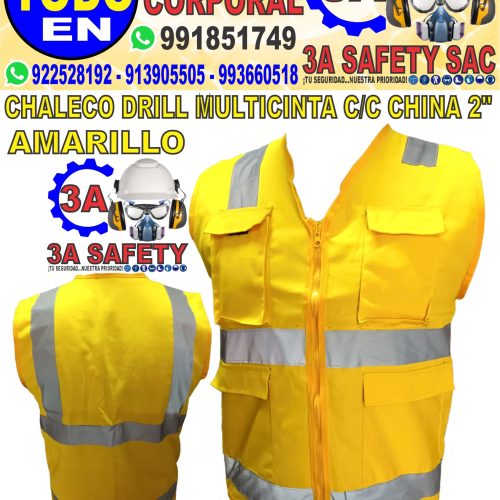 CHALECO DRILL TECN. AMARILLO CON C/REF. 2″ CHINA 4 BANDAS