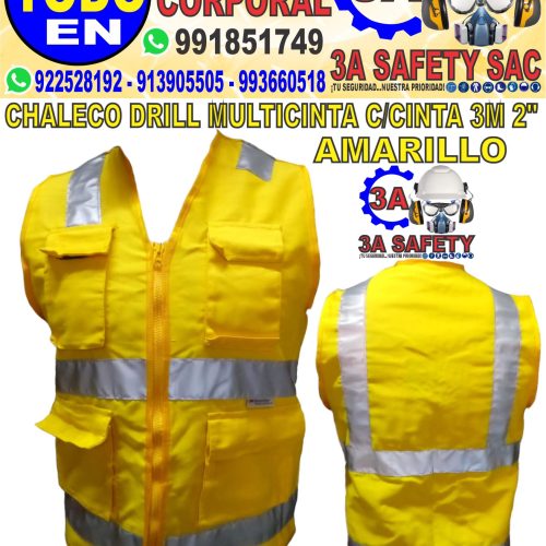 CHALECO DRILL TECN. AMARILLO CON C/REF. 2″ 3M 4 BANDAS