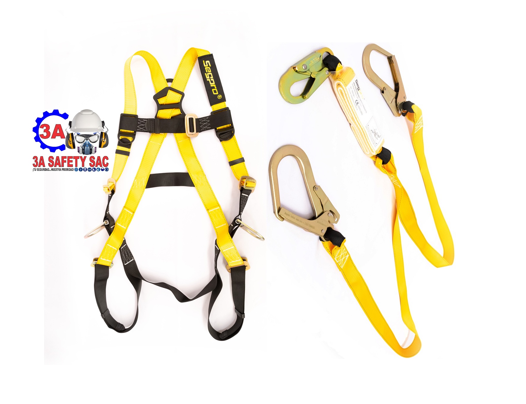 ARNE 3 ANILLOS CUERPO ENTERO (A3AAMNE) + LINEA DE VIDA DOBLE C/ABSORV. DE IMPACTO (LV2GE-AMNE) - SEGPRO