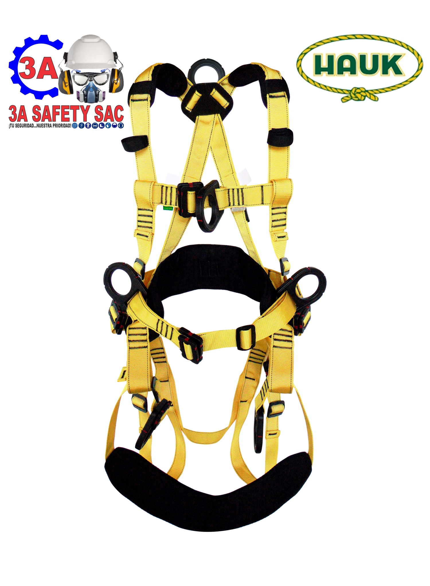 ARNÉS DE LINIERO DIELÉCTRICO - L6A7HD (6 ANILLOS, 7 HEBILLAS) - HAUK - (ANSI Z359.12-09, CSA Z259.12-11)