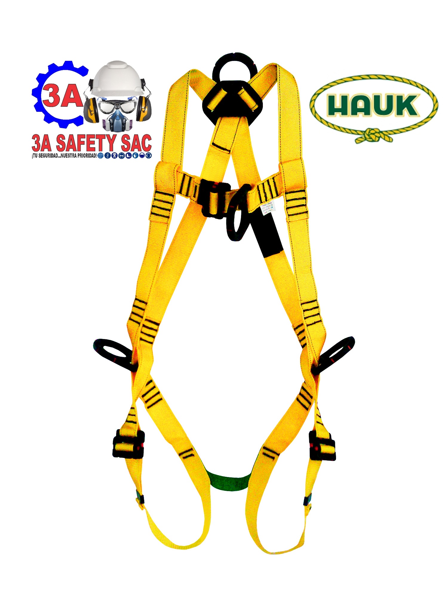 ARNÉS INTEGRAL DIELÉCTRICO DE CUATRO ANILLAS Y TRES HEBILLAS - I4A3HD – HAUK (ANSI Z359.12 - CSA Z259.16)