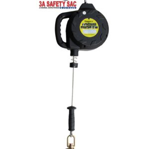 BLOQUE RETRACTIL 6 MTS LARGO NEGRO CON CABLE DE ACERO INOXIDABLE SEGPRO ANZI (Z359.14-2021) (BRRESCA-6)