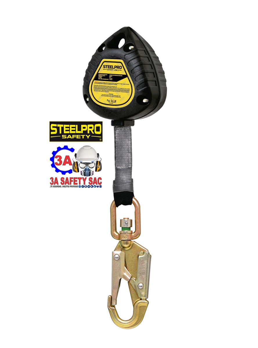 BLOQUE RETRÁCTIL DE 2 METROS (6FT) CINTA POLIESTER 1” STEELPRO (ANSI/ASSE Z359.14-2014.)