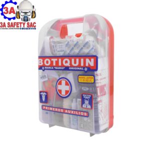 BOTIQUIN DE EMERGENCIA PVC TIPO LONCHERA GRANDE 30 X 20 CM. IMPLEMENTADO