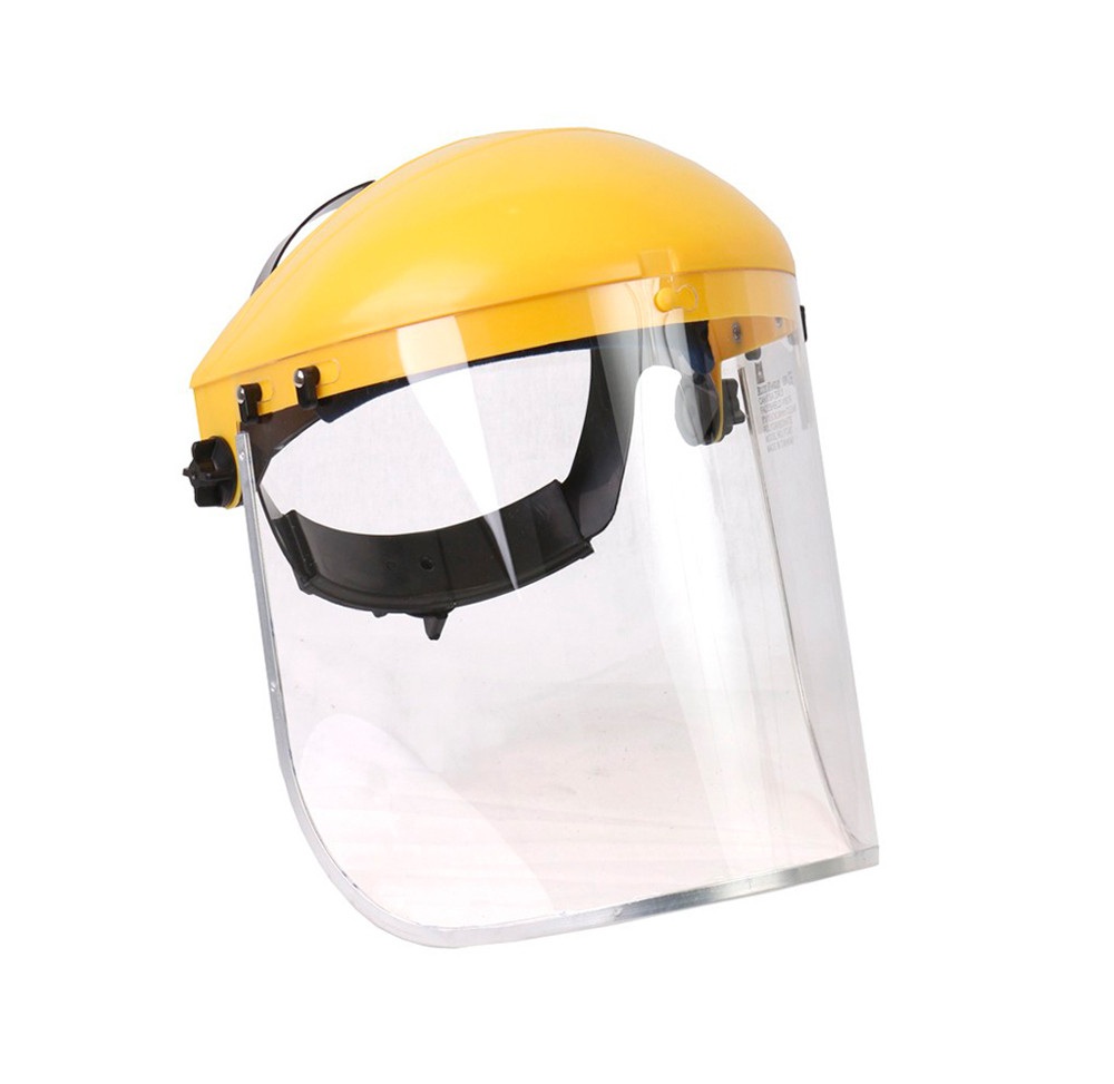 CABEZAL AMARILLO C/RACHET (10601001) + VISOR CLARO 8" X 15.5" X1MM BORDE ALUMINIO (10601005)