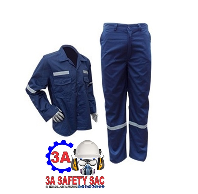 CONJUNTO DRILL TEC COLOR AZUL CON CINTA REFLECTIVA CHINA 1" TALLA XL (36)