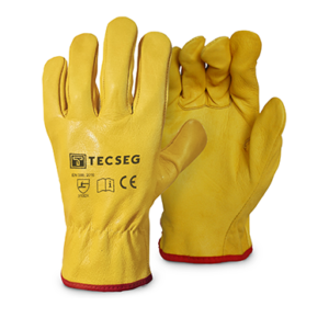 GUANTE CUERO BADANA AMARILLO 9.5 C/RIBETE (AS020-9) TECSEG - EN388
