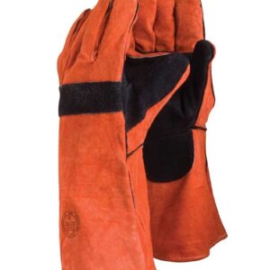 GUANTE DE CUERO SOLDADOR NARANJO/NEGRO 14” STEELPRO