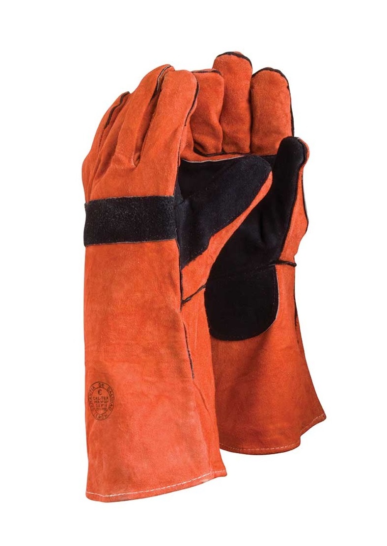 GUANTE DE CUERO SOLDADOR NARANJO/NEGRO 14” STEELPRO