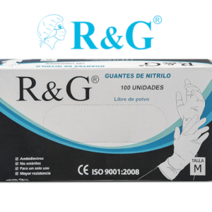 GUANTE DE NITRILO LIBRE DE POLVO R&G CAJA X 50 PARES T/M