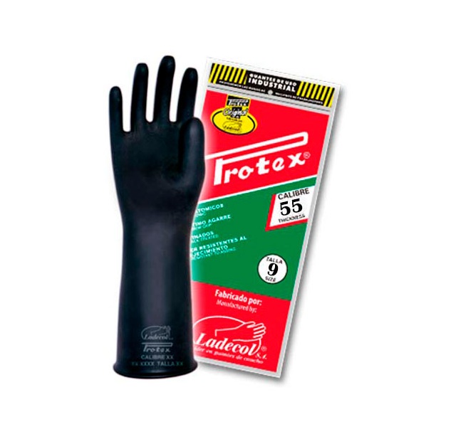 GUANTE JEBE NEGRO CALIBRE 55 PROTEX LARGO 12" LADECOL TALLA 9