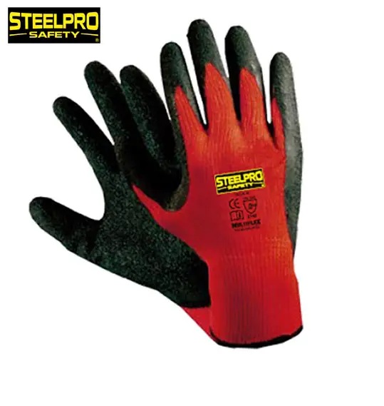 GUANTE MULTIFLEX LATEX CORRUGADO T/ROJO STEELPRO T. L (10)
