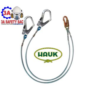 LÍNEA DE CONEXIÓN DOBLE, SIN AMORTIGUADOR DE CAÍDA, DE CABLE DE ACERO, UN GANCHO DE 3/4” Y DOS GANCHOS DE 2 1/4”, XF2G, HAUK
