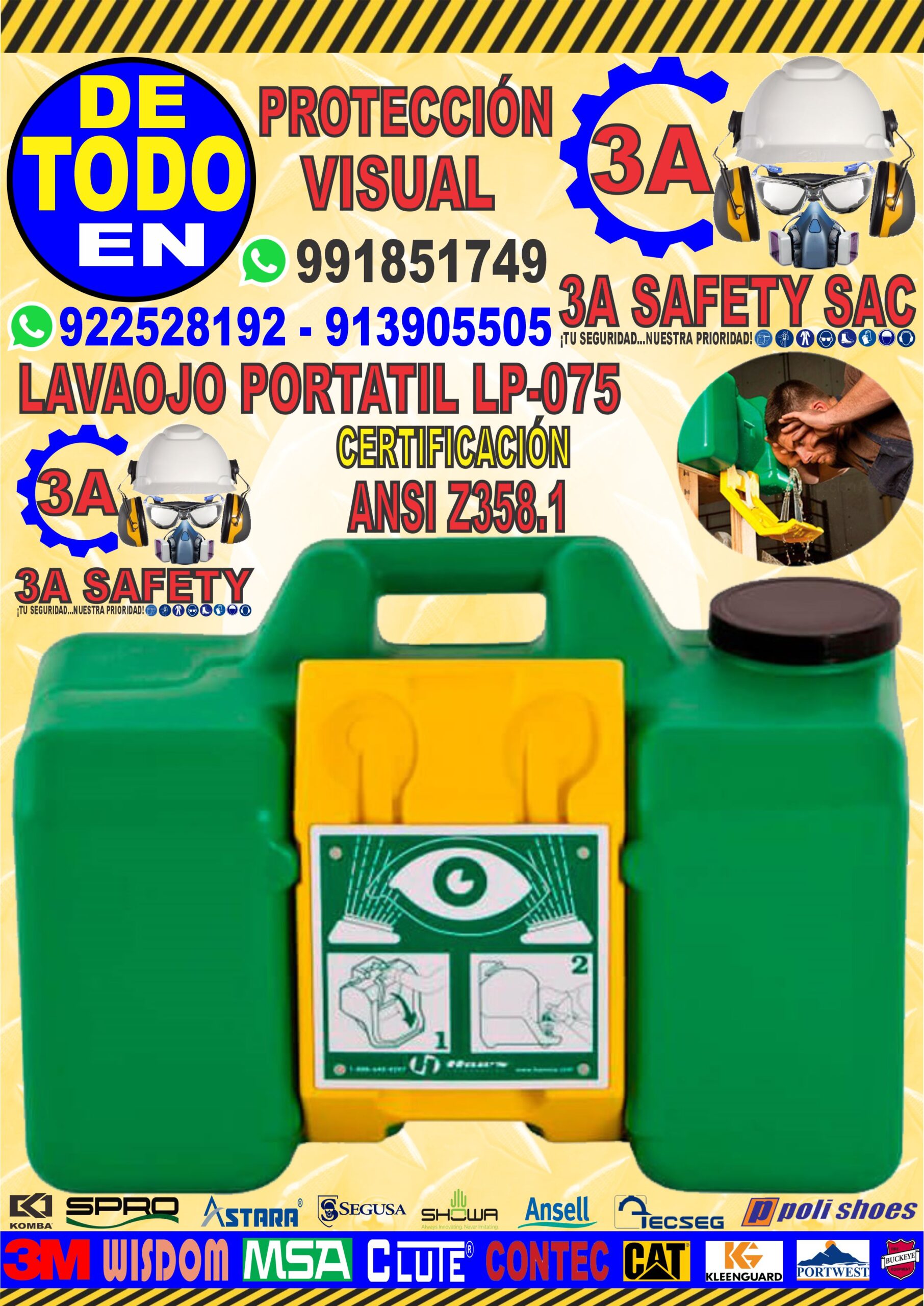 LAVAOJOS PORTATIL ABS, 36 LITROS – LP-075 (ANSI/ISEA Z358. 1-2009 - ISO 9001/2008) (NO INCLUYE SOLUCIONES BACTERICIDA)