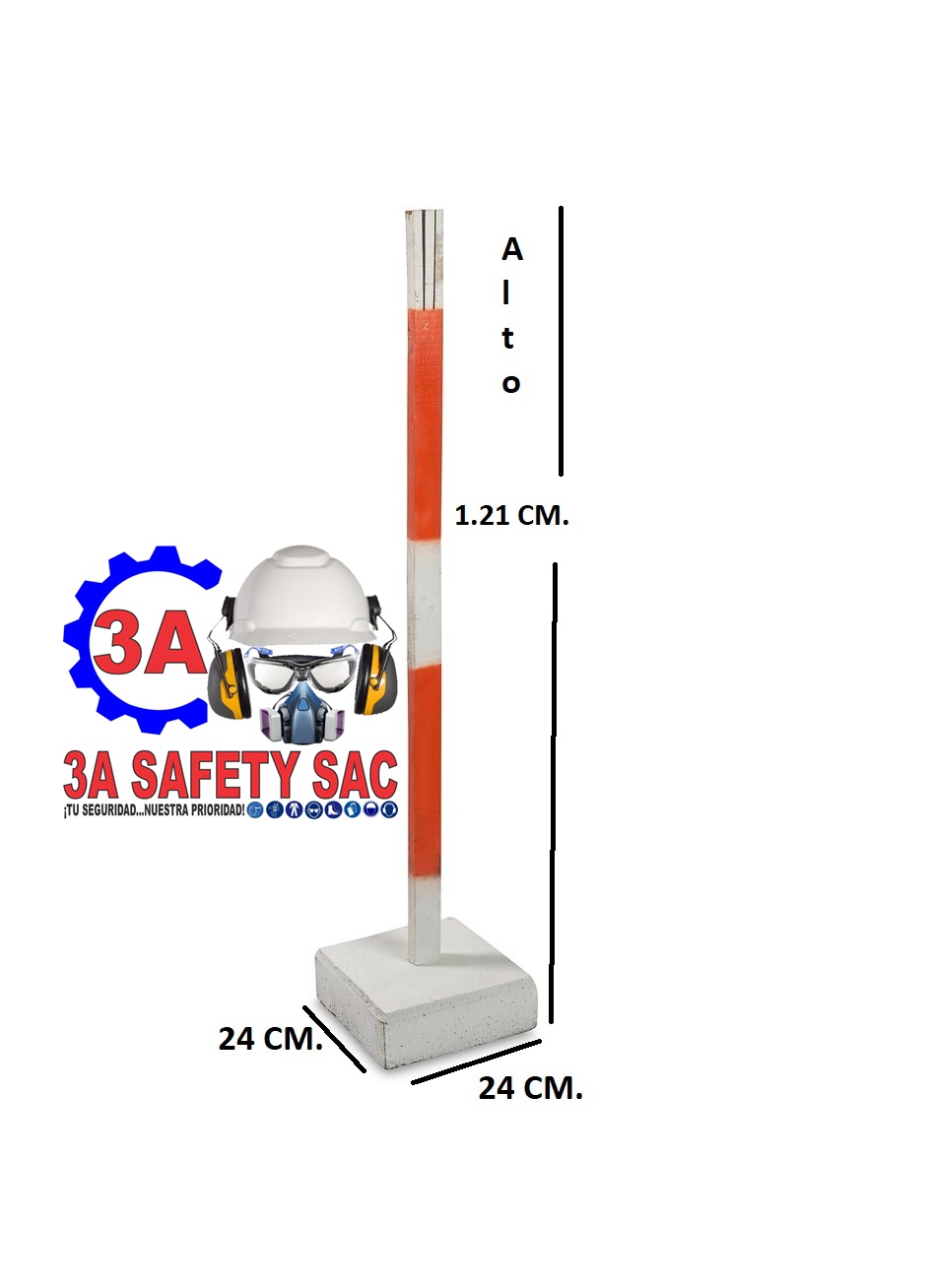 POSTE SE SEÑALIZACION BASE DE CEMENTO 1.21 CM. X 24 CM. X 24 CM.