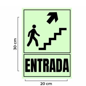 SEÑAL VINIL 20X30 FOTOLUMINISCENTE ENTRADA ESCALERA ARRIBA DERECHA