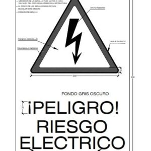 SEÑAL VINIL 20X30 PELIGRO RIESGO ELECTRICO FONDO PLOMO